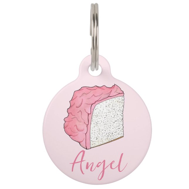 Rosa Engel Food Cake Slice Backen Personalisiert Haustiermarke (Vorderseite)