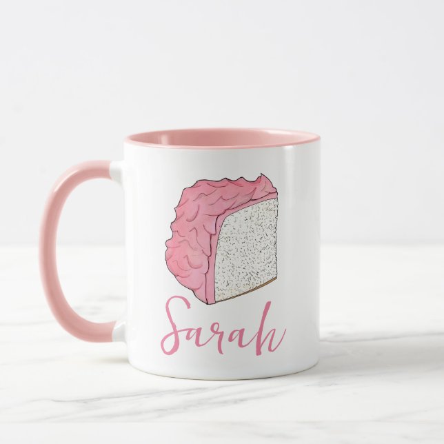 Rosa Engel Food Cake Slice Backen Personalisiert Tasse (Links)