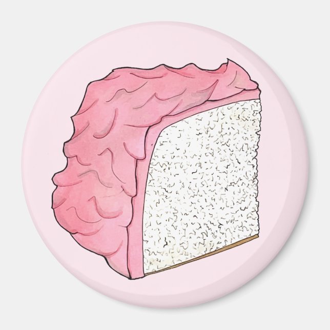 Rosa Engel Food Cake Slice Backen Retro Dessert Magnet (Vorne)