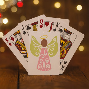 Rosa Engel Grün Swirbelwinge Spirituelle Dekorativ Spielkarten