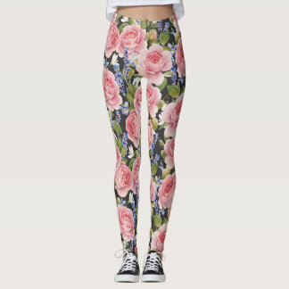 Rosa englische Rose: Dunkle Wasserfarbe Leggings