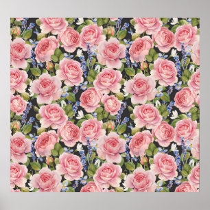 Rosa englische Rose: Dunkle Wasserfarbe Poster