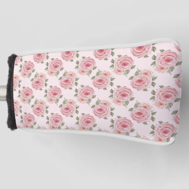 Rosa Englische Rose Hütte Blumenmuster Vintag Golf Headcover (Vorderseite)