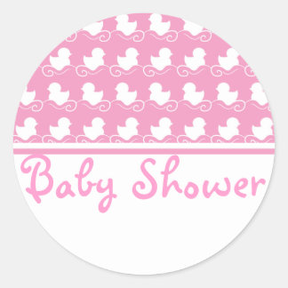 Rosa Entenreihe Babydusche Siegel Aufkleber
