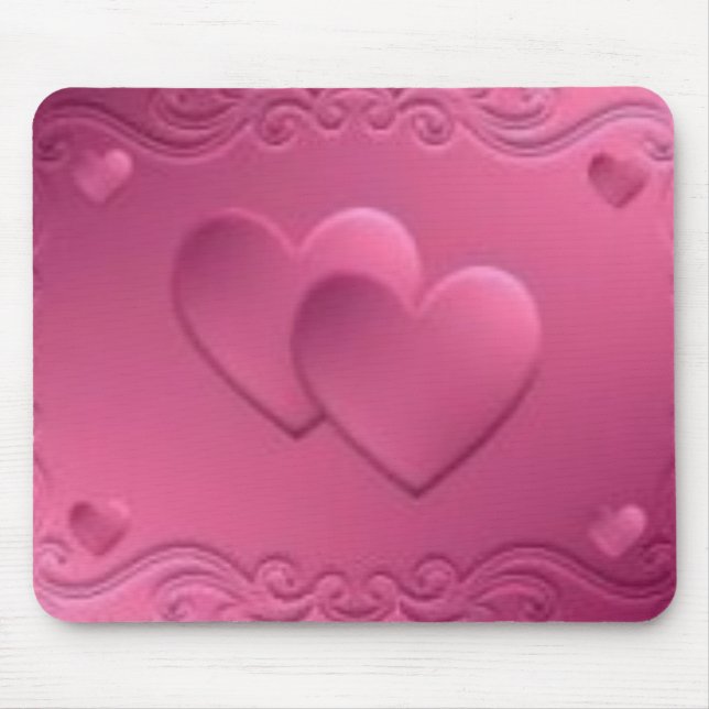 rosa Entwurf mit 2 Herzen Mousepad (Vorne)