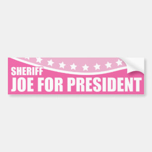 Rosa Entwurfs-Sheriff Joe für Präsidenten Autoaufkleber