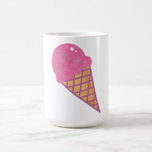 Rosa Erdbeer-Eis-Waffelhörnchen Kaffeetasse