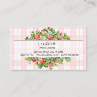 Rosa Erdbeer-Gingham Visitenkarte