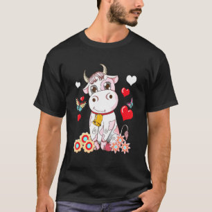 Rosa Erdbeer Kuh Kühe Haustier Muh Fans T-Shirt