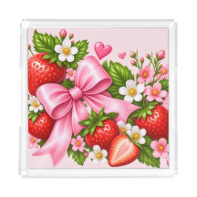 Rosa Erdbeer-Schleife Blumen-Ablage Tablett Küche