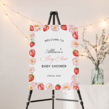 Rosa Erdbeer-Schleife Florale Babyparty Begrüßung