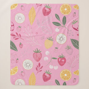 Rosa Erdbeer- und Blumensherpa-Decke in mittlerer Sherpadecke