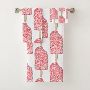 Rosa Erdbeere Bortcake Eiscreme Popsiv Pop Badhandtuch Set