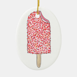 Rosa Erdbeere Bortcake Eiscreme Popsiv Pop Keramik Ornament