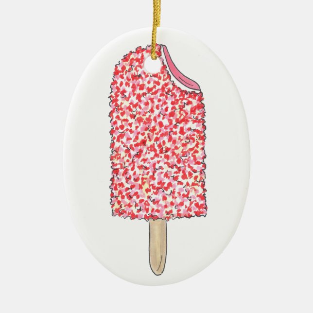 Rosa Erdbeere Bortcake Eiscreme Popsiv Pop Keramik Ornament (Vorne)