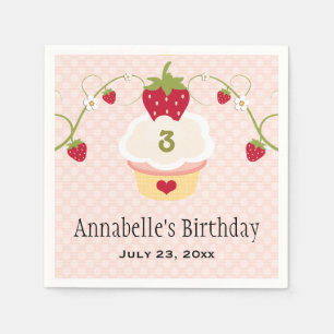 Rosa Erdbeere Cupcake Geburtstagsparty jedes Alter Serviette