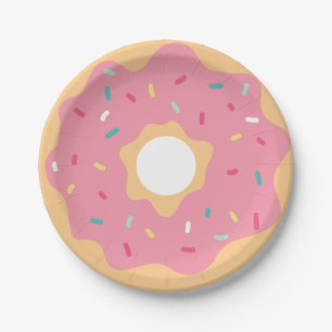 Rosa Erdbeere Donut Pappteller