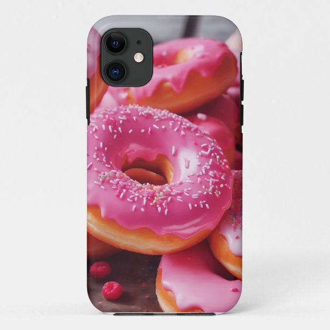 Rosa Erdbeere Donuts Case-Mate iPhone Hülle (Rückseite)