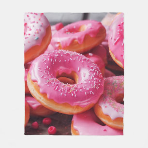 Rosa Erdbeere Donuts Fleecedecke