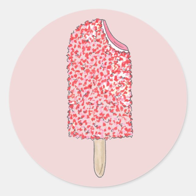 Rosa Erdbeere Eclair Ice Cream Popsikel Stickers (Vorderseite)