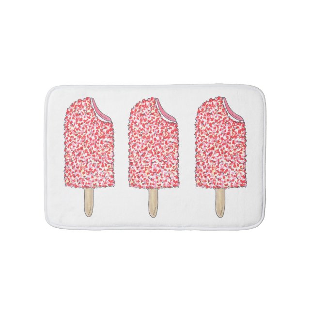 Rosa Erdbeere Eclair Ice Cream Popsim Pop Badematte (Vorderseite)