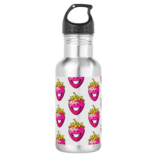 Rosa Erdbeere Edelstahlflasche (Vorderseite)