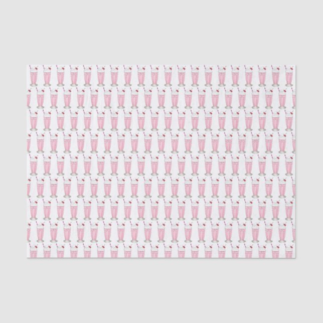 Rosa Erdbeere Eis Creme Shake Milkshake Dessert Seidenpapier (Vorderseite)