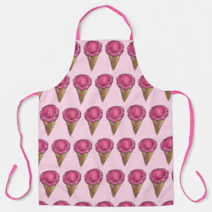 Rosa Erdbeere Eis Waffelkone Feinschmecker Schürze
