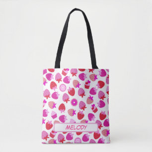 Rosa Erdbeere Feld Sommer Naturfrucht tropische Tasche