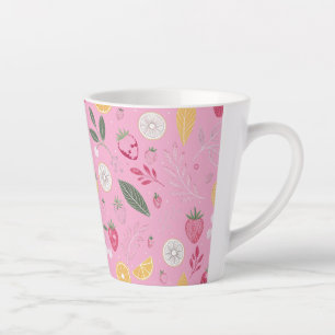 Rosa Erdbeere & Floraler Latte Becher Milchtasse