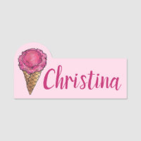 Rosa Erdbeere Ice Cream Scoop Shop Waffel Kon