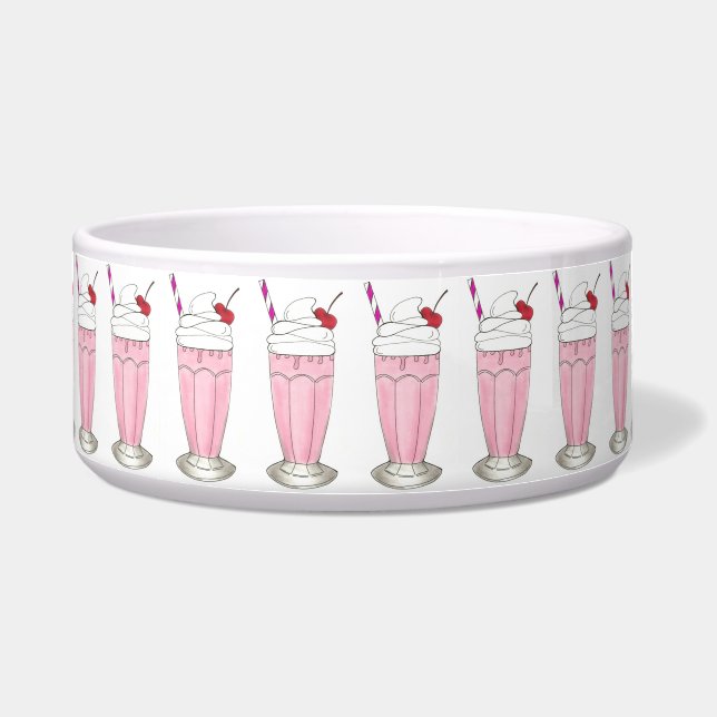 Rosa Erdbeere Ice Cream Shoppe Milkshake Dessert Napf (Vorderseite)