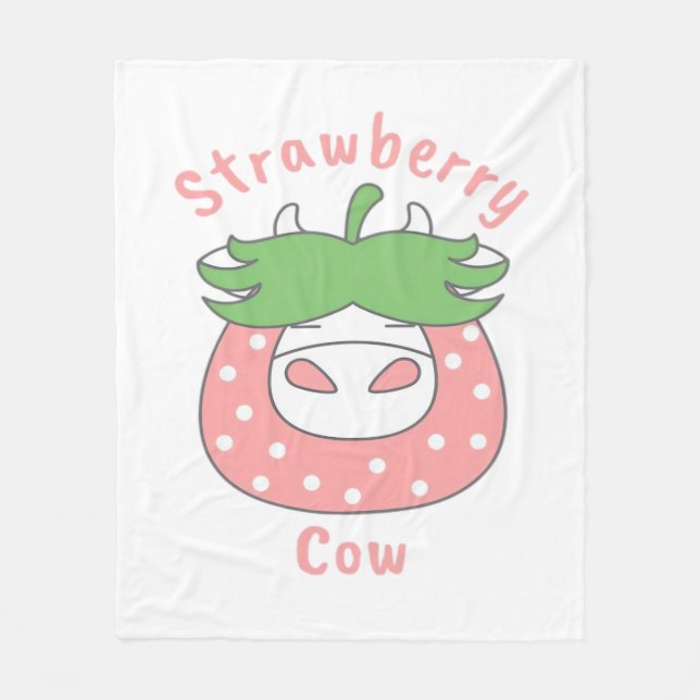 Rosa Erdbeere Kuh Klassischer T - Shirt Fleecedecke (Vorderseite)