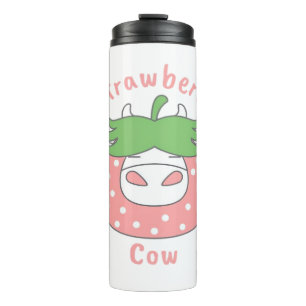 Rosa Erdbeere Kuh Klassischer T - Shirt Thermosbecher