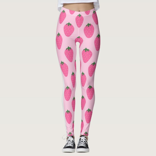 Rosa Erdbeere Leggings (Vorderseite)