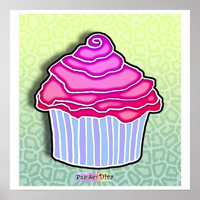 Rosa Erdbeere Mattiert BLUE CUPCAKE POSTER (Vorne)