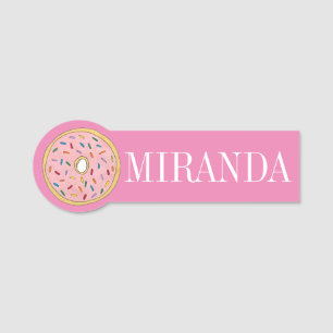 Rosa Erdbeere Mattiert Doughnut Donut Sprinkles Namensschild