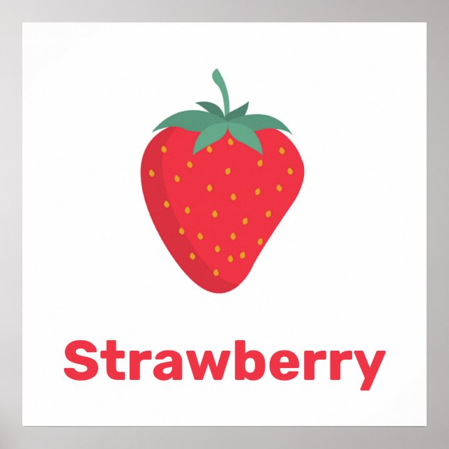 Rosa Erdbeere mit Worten Poster (Vorne)