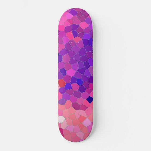 Rosa Erdbeere Mosaikmuster Skateboard (Vorderseite)