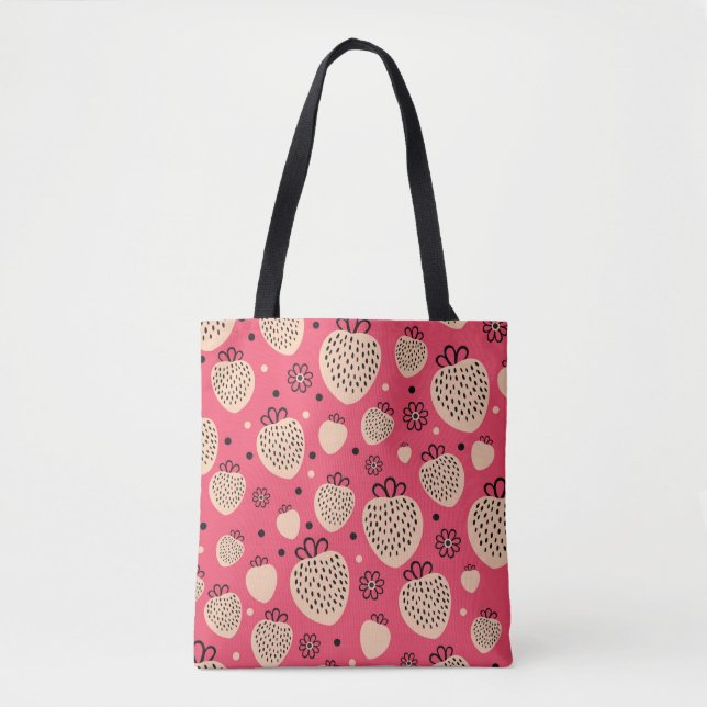 Rosa Erdbeere nahtloses Muster Tasche (Vorderseite)
