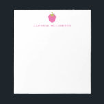 Rosa Erdbeere Personalisiertes Geschirr Notizblock<br><div class="desc">Personalisiert Stationery Notepad mit Niedlicher Rosa Sommer Erdbeere</div>