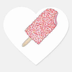 Rosa Erdbeere Popsicle Valentine's Day Ice Cream Herz-Aufkleber