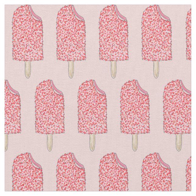 Rosa Erdbeere Shortcake Pops Popsicles Fabric Stoff (Nahaufnahme)