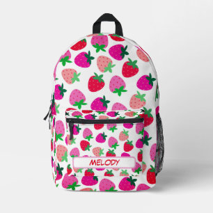 Rosa Erdbeere Sommer tropische Früchte Bedruckter Rucksack