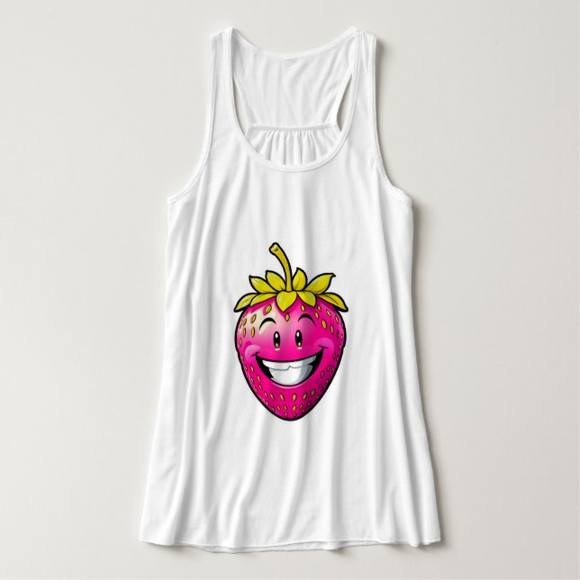 Rosa Erdbeere Tank Top (Design Vorderseite)