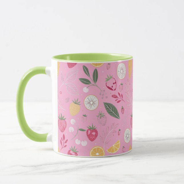 Rosa Erdbeere und florale Combo-Tasse Tasse (Links)