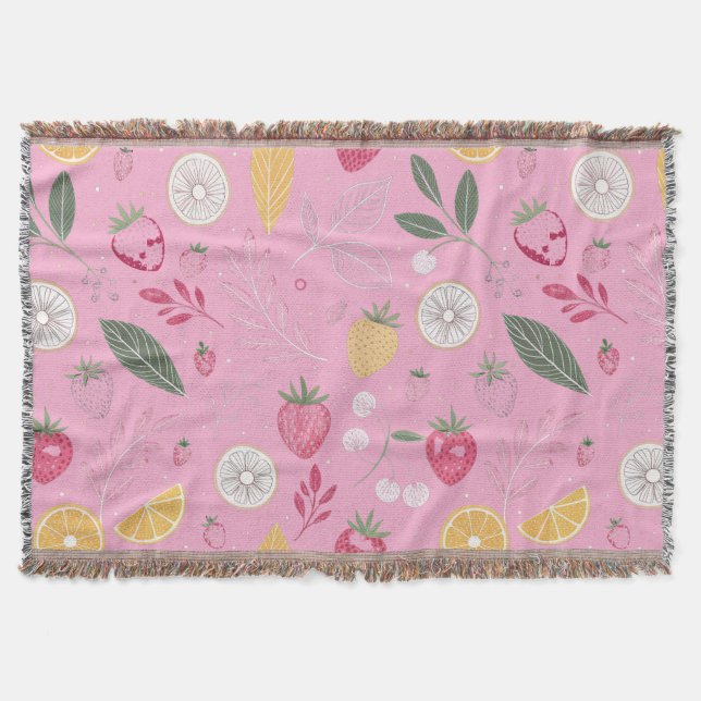 Rosa Erdbeere und Vliesschwarz Decke (Vorderseite)