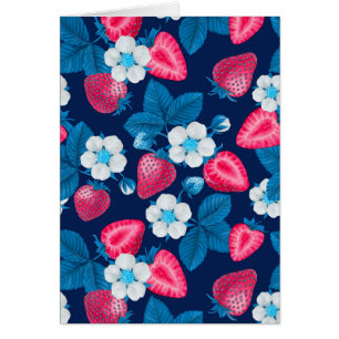 Rosa Erdbeeren auf blau