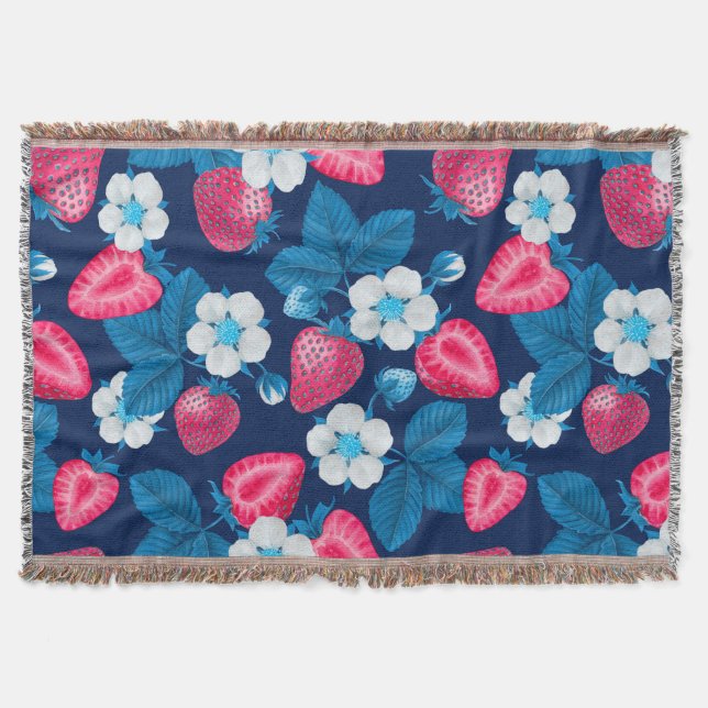 Rosa Erdbeeren auf blau Decke (Vorderseite)