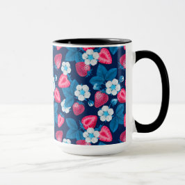 Rosa Erdbeeren auf blau Tasse